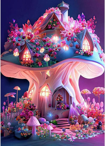 Feenhaus im Riesenpilz - Diamond Painting