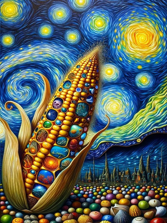 Maiskolben in Sternennacht - Diamond Painting