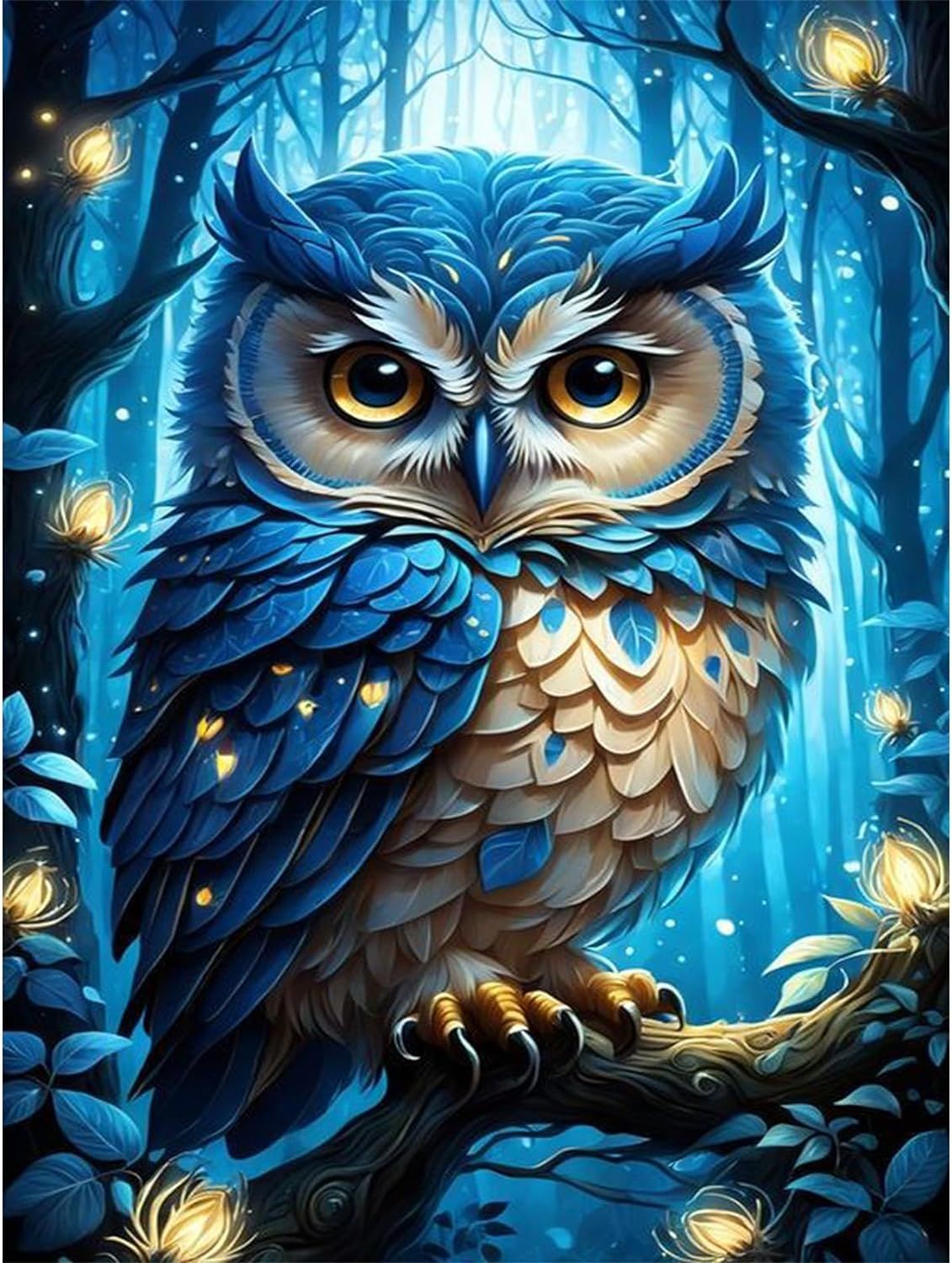 Mystische blaue Eule - Diamond Painting